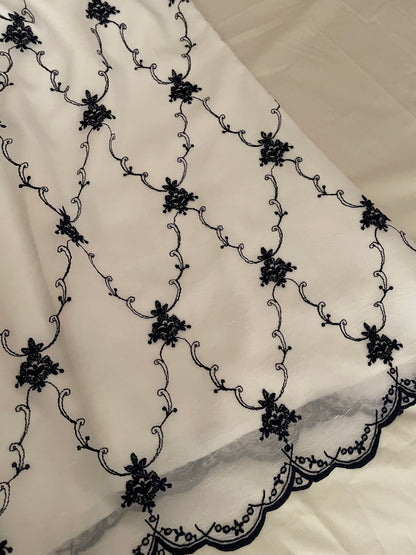 Navy Petals Skirt