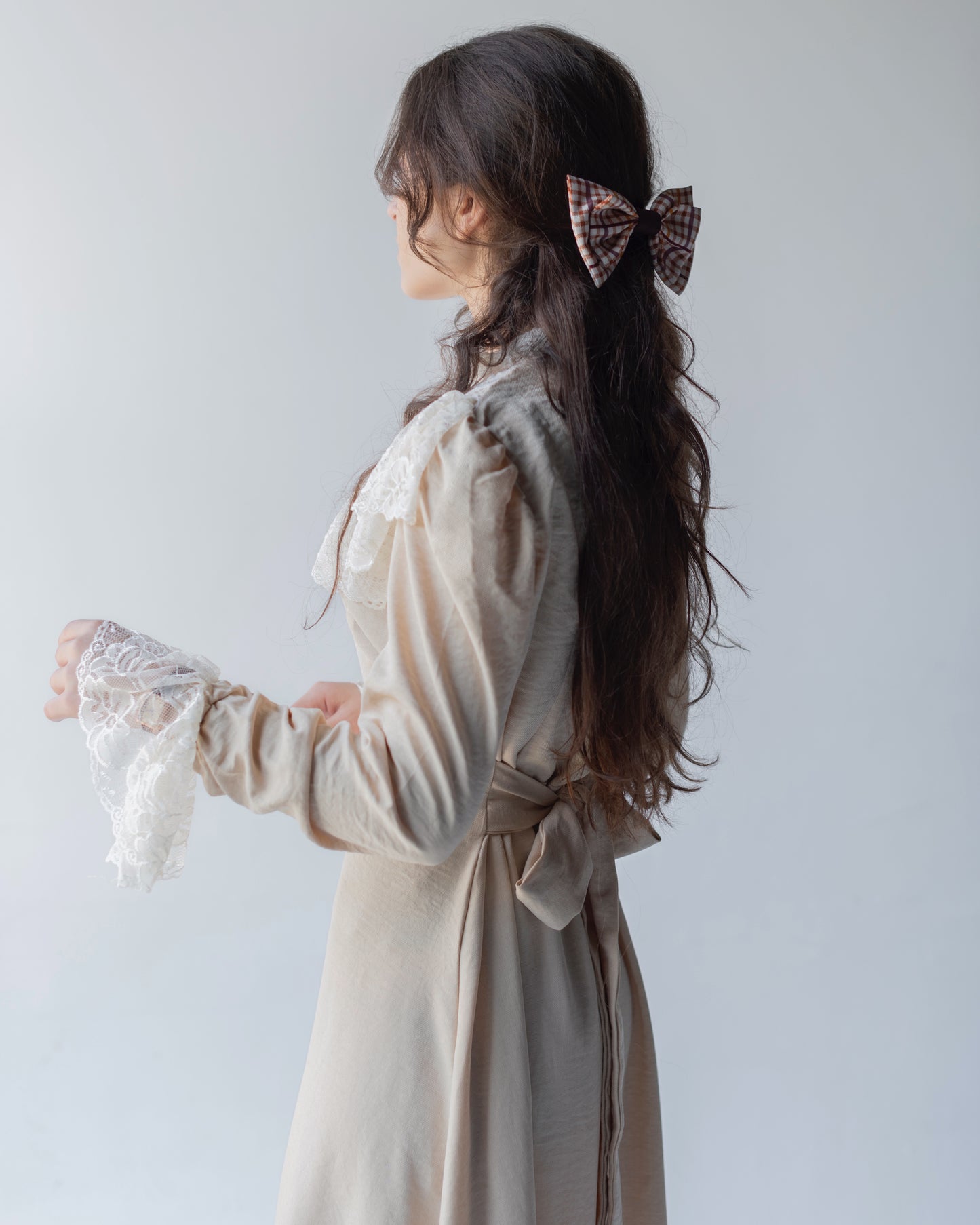 High-Neck Lace Trim Dress