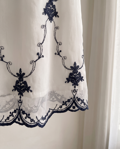 Navy Petals Skirt