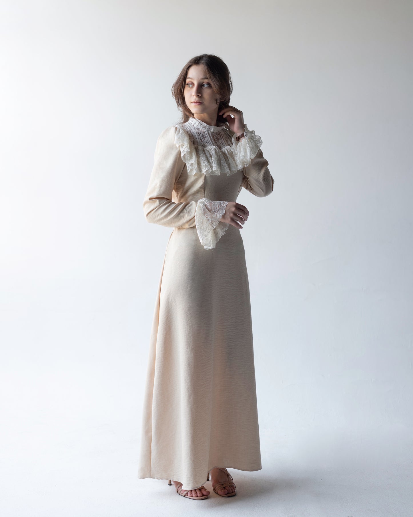 High-Neck Lace Trim Dress