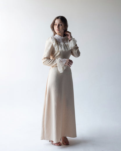 High-Neck Lace Trim Dress