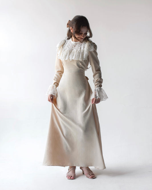 High-Neck Lace Trim Dress